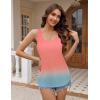 Zeagoo Womens Tank Tops Flowy Loose Fit Scoop Neck Casual Summer Tops Curvy Hem(Rainbow-jb218)