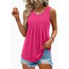 Zeagoo Womens Tank Tops Sleeveless Pleated Crew Neck Summer Tunic Tops Dressy Loose Fit Business Casual Blouses 2026(Rose Red)