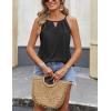 Zeagoo Womens Tank Tops Sleeveless Spaghetti Strap Halter Top Flowy Summer Beach Outfits 2026(Black)