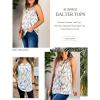 Zeagoo Womens Tank Tops Sleeveless Spaghetti Strap Halter Top Flowy Summer Beach Outfits 2026(P-white Leaf)