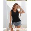 Zeagoo Womens Tank Tops Summer Ruched Top V Neck Sleeveless Drawstring Side Casual Trendy Shirts 2026(Black)
