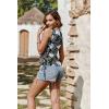 Zeagoo Womens Tank Tops Summer Ruched Top V Neck Sleeveless Drawstring Side Casual Trendy Shirts 2026(F-black Flower)