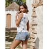 Zeagoo Womens Tank Tops Summer Ruched Top V Neck Sleeveless Drawstring Side Casual Trendy Shirts 2026(F-blue Flower)
