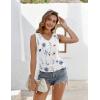 Zeagoo Womens Tank Tops Summer Ruched Top V Neck Sleeveless Drawstring Side Casual Trendy Shirts 2026(F-blue Flower)