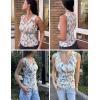 Zeagoo Womens Tank Tops Summer Ruched Top V Neck Sleeveless Drawstring Side Casual Trendy Shirts 2026(P-white Leaf)
