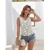 Zeagoo Womens Tank Tops Summer Ruched Top V Neck Sleeveless Drawstring Side Casual Trendy Shirts 2026(P-white Leaf)