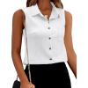 Zeagoo Womens Sleeveless Button Down Shirts V Neck Solid Tank Tops Basic Loose Blouses Casual Office Shirts(A White)