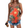 Zeagoo Women’s Spaghetti Strap Tank Tops Flowy V Neck Dressy Sexy Sleeveless Summer Floral Printed Loose Fit Camisole Coral Orange, Medium