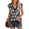 Zeagoo Women’s Summer Casual V Neck Cap Sleeve Tank Tops Guipure Lace Shirt Blouse(Pat2)