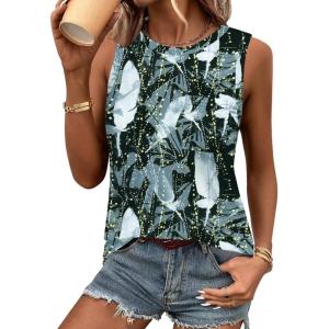 Zeagoo Women’s 3 Pack Tank Tops 2026 Loose Fit High Neck Summer Top Dressy Casual Sleeveless Shirts with Pocket(1-feather Navy)