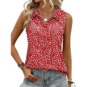 Zeagoo Women’s Sleeveless Button Down Shirts Blouses Casual Loose V Neck Tank Tops for Work S-XXL(Jh590)
