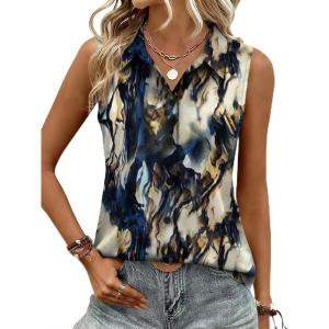 Zeagoo Women’s Sleeveless Button Down Shirts Blouses Casual Loose V Neck Tank Tops for Work S-XXL(Zr220)
