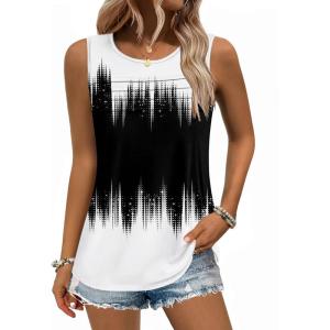 Zeagoo Womens Summer Tank Tops Sleeveless Loose Fit Tunic Blouses Dressy Casual Pleated Front Scoop Neck Boho Shirts(Jb204)