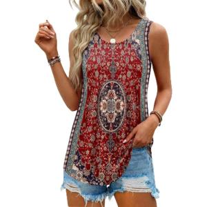 Zeagoo Womens Tank Tops Sleeveless Pleated Crew Neck Summer Tunic Tops Dressy Loose Fit Business Casual Blouses 2026(Mz870)