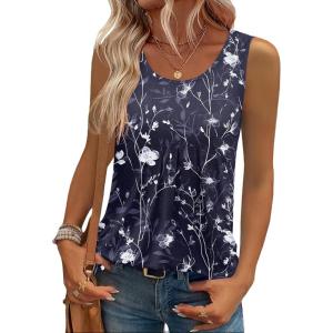 Zeagoo Womens Tank Tops Sleeveless Pleated Crew Neck Summer Tunic Tops Dressy Loose Fit Business Casual Blouses 2026(Sf180)