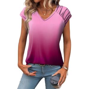 Zeagoo Womens Tops Cute Tank Top Casual Dressy Shirts V Neck Cap Sleeve Blouse Summer Outfits