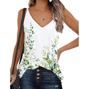 Zeagoo Womens V Neck Camisole Tank Top Strap Sleeveless T Shirt Casual Loose Vest Blouse – S-XXL(Wf135)