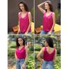 Zeagoo Women 2026 Silk Satin Tank Top Casual V Neck Camisole Blouses Loose Sleeveless Cami Basic Tank Shirt(Rose Red)