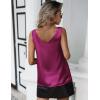 Zeagoo Women 2026 Silk Satin Tank Top Casual V Neck Camisole Blouses Loose Sleeveless Cami Basic Tank Shirt(Rose Red)