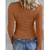 Zeagoo Womens Long Sleeve Stretch Crewneck Ribbed T-Shirt Slim Fit Casual Basic Tops S-XXL(Light Brown)