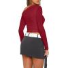 Zeagoo Womens Long Sleeve Off The Shoulder Casual Crop Tops Boat Neck Going Out Slim Fit Sexy T Shirts 2026(Wine Red)