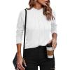 Zeagoo Womens Long Sleeve T Shirts Casual Mock Neck Tops Fall Pleated Blouses Basic Trendy Clothes 2024(White)