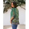 Zeagoo Women’s Open Front Cardigan 3/4 Sleeve Draped Ruffles Soft Knit Sweaters S-3XL(Floral Green)