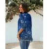 Zeagoo Women’s Open Front Cardigan 3/4 Sleeve Draped Ruffles Soft Knit Sweaters S-3XL(Floral Navy)