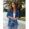 Zeagoo Women’s Open Front Cardigan 3/4 Sleeve Draped Ruffles Soft Knit Sweaters S-3XL(Floral Navy)