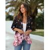 Zeagoo Women’s Open Front Cardigan 3/4 Sleeve Draped Ruffles Soft Knit Sweaters S-3XL(Floral Pink)