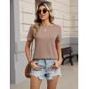 Zeagoo Womens Tshirt Short Sleeve Summer Tops Crewneck Casual Basic Tee Shirts Spring Clothes Trendy Outfit(Khaki)