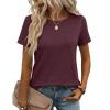 Zeagoo Womens Tshirt Short Sleeve Summer Tops Crewneck Casual Basic Tee Shirts Spring Clothes Trendy Outfit(Dark Red)
