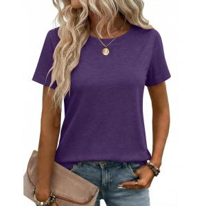 Zeagoo Womens Tshirt Short Sleeve Summer Tops Crewneck Casual Basic Tee Shirts Spring Clothes Trendy Outfit(Purple)