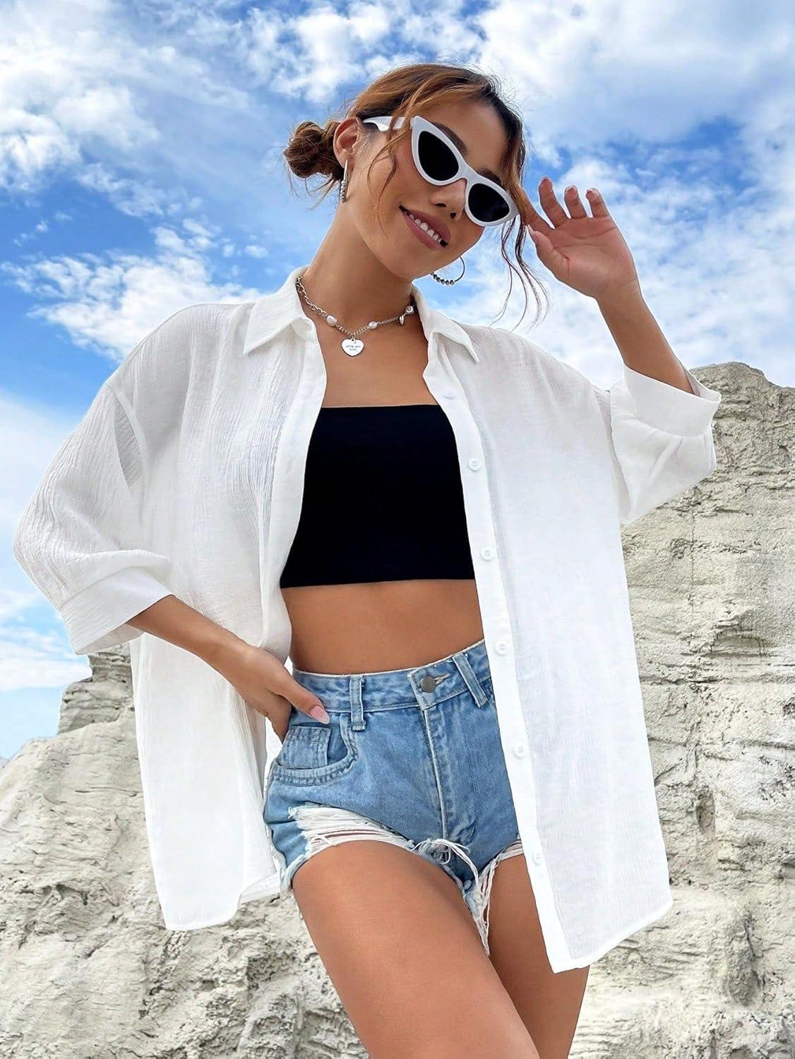 imageZeagoo Womens Button Down Shirt Long Sleeve Blouse Business Work Tops Dressy Casual Floral Printed Outfits with PocketAwhite