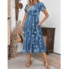 ZEAGOO Womens Casual Dresses for Summer Short Sleeve Flare Midi Dress Loose Flowy Beach Sundress(2602 Blue Flower)