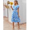 ZEAGOO Womens Casual Dresses for Summer Short Sleeve Flare Midi Dress Loose Flowy Beach Sundress(2602 Light Blue Floral)
