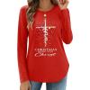 Zeagoo Long Sleeve Shirts for Women Crew Neck Casual Fall Fashion Blouses Basic Tunic Tops Dressy Work Clothes(Red-sd485)