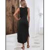 Zeagoo Women Floral Summer Casual Beach Printed Tank Dress with Pockets Pleated Front Long Dress(2601 A-black)