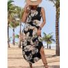 Zeagoo Women Floral Summer Casual Beach Printed Tank Dress with Pockets Pleated Front Long Dress(2601 A-leaf Black)