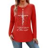 Zeagoo Long Sleeve Shirts for Women Crew Neck Casual Fall Fashion Blouses Basic Tunic Tops Dressy Work Clothes(Red-sd485)