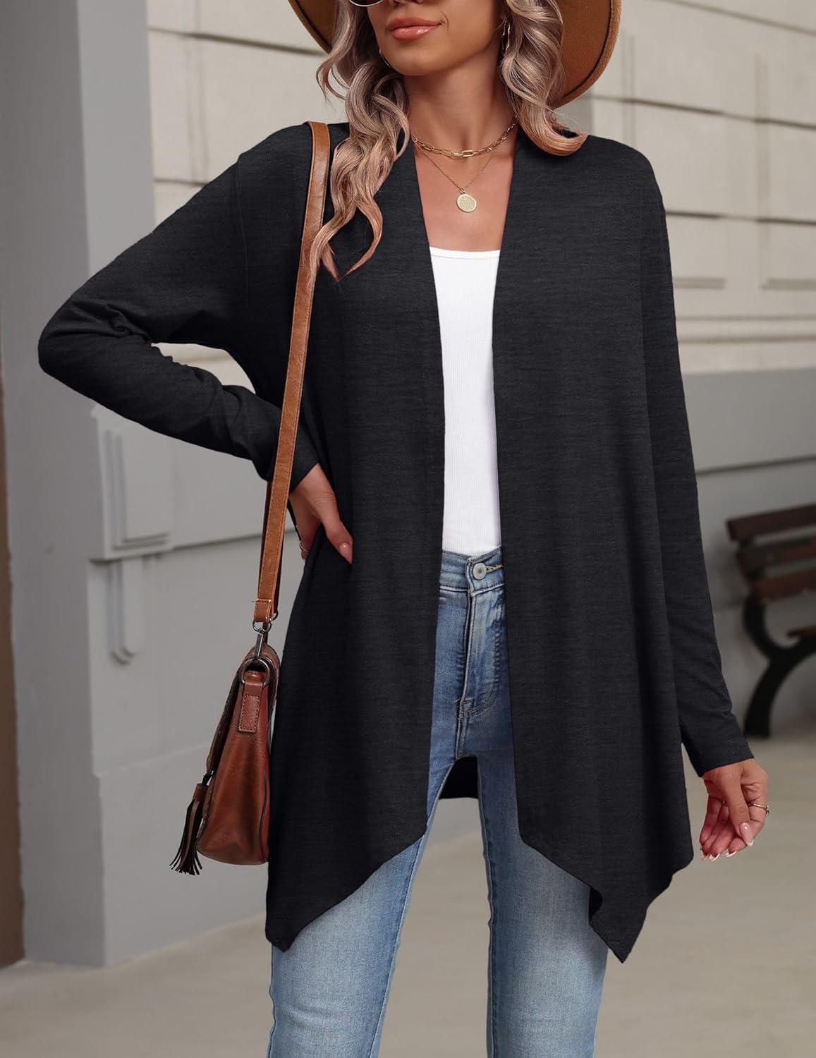 imageZeagoo Womens Cardigan Long Sleeve Lightweight Cardigan Draped Open Front Loose Casual 2026 Fashion ClothingBlack