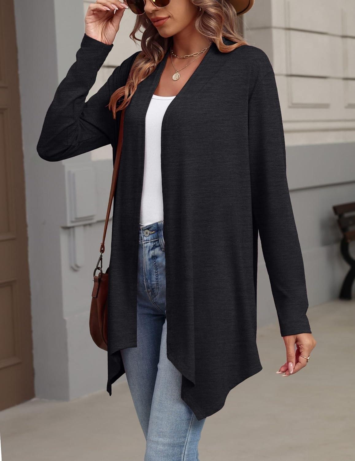 imageZeagoo Womens Cardigan Long Sleeve Lightweight Cardigan Draped Open Front Loose Casual 2026 Fashion ClothingBlack