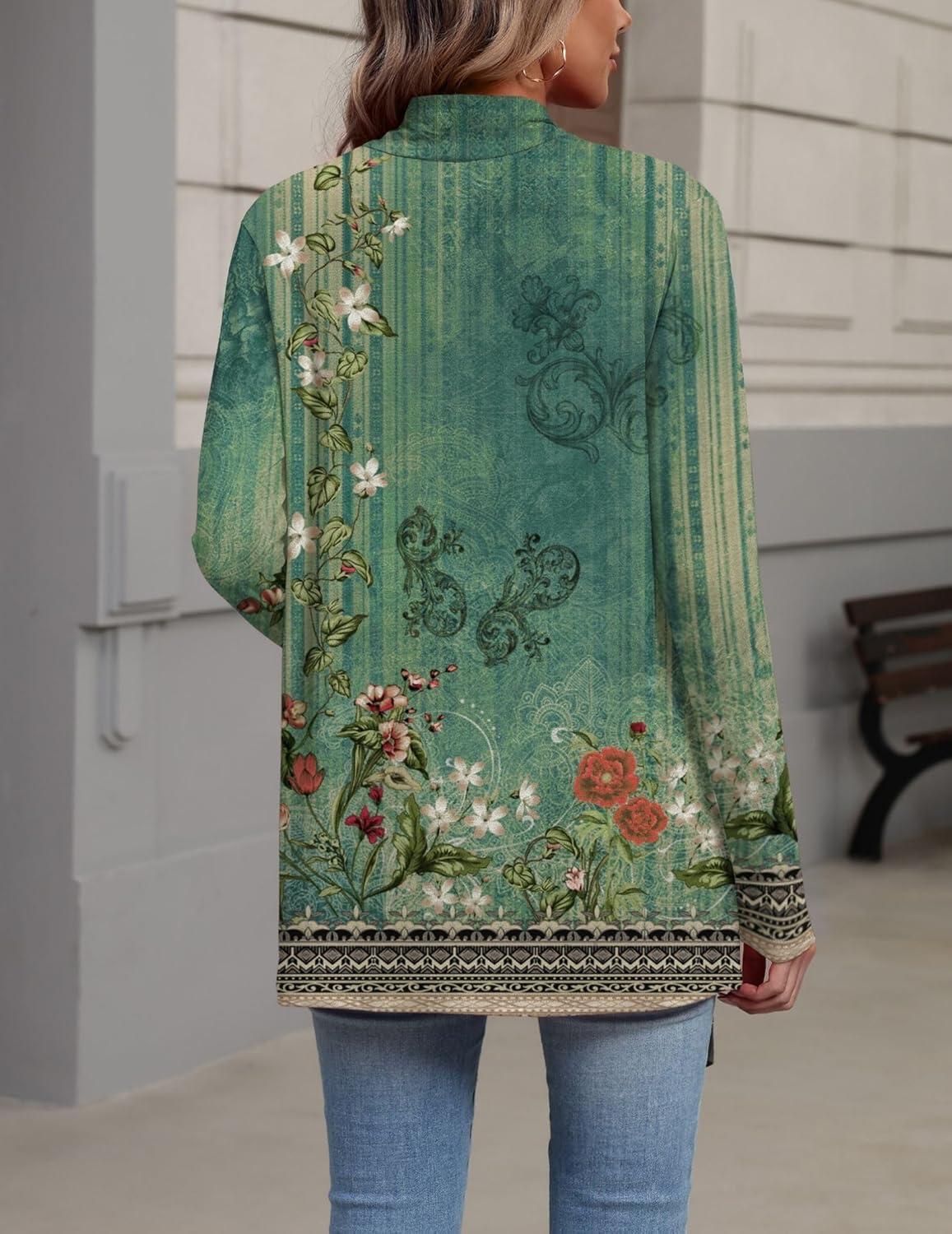 imageZeagoo Womens Cardigan Long Sleeve Lightweight Cardigan Draped Open Front Loose Casual 2026 Fashion ClothingFlower Greenmz839