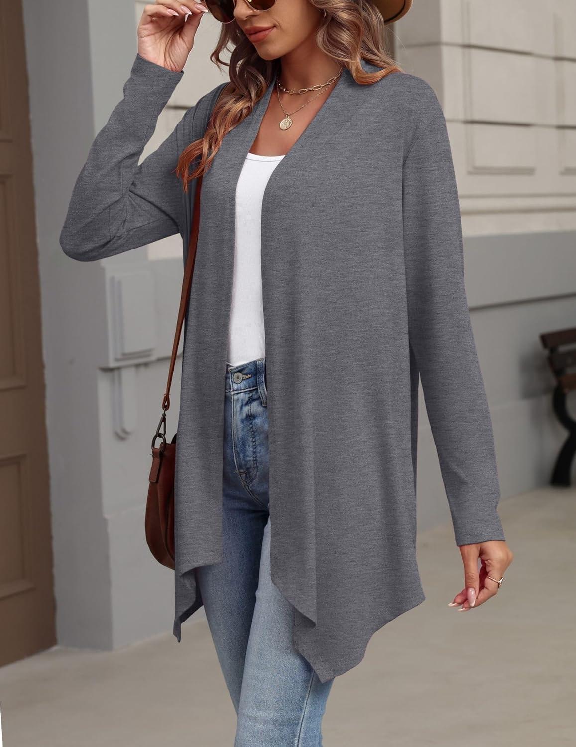 imageZeagoo Womens Cardigan Long Sleeve Lightweight Cardigan Draped Open Front Loose Casual 2026 Fashion ClothingGray