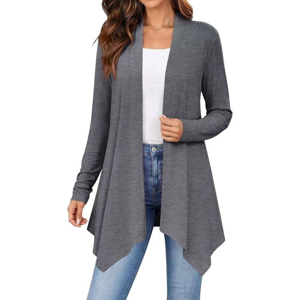 imageZeagoo Womens Cardigan Long Sleeve Lightweight Cardigan Draped Open Front Loose Casual 2026 Fashion ClothingGray