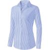 Zeagoo Womens Button Down Shirts Long Sleeve V Neck Tops Wrinkle Free Collared Work Office Solid Blouses Corset Tops(Light Blue Stripe)