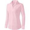 Zeagoo Womens Button Down Shirts Long Sleeve V Neck Tops Wrinkle Free Collared Work Office Solid Blouses Corset Tops(Pink)