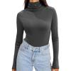 Zeagoo Womens Turtleneck Long Sleeve Shirts Soft Thermal Underwear Fall Fashion 2024 Tight Basic Layer Tops(Grey)