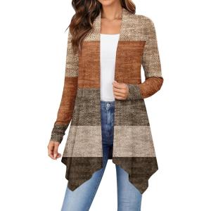 Zeagoo Womens Cardigan Long Sleeve Lightweight Cardigan Draped Open Front Loose Casual 2026 Fashion Clothing(Color Blocking-jh398)