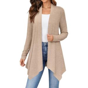 Zeagoo Womens Cardigan Long Sleeve Lightweight Cardigan Draped Open Front Loose Casual 2026 Fashion Clothing(Khaki)
